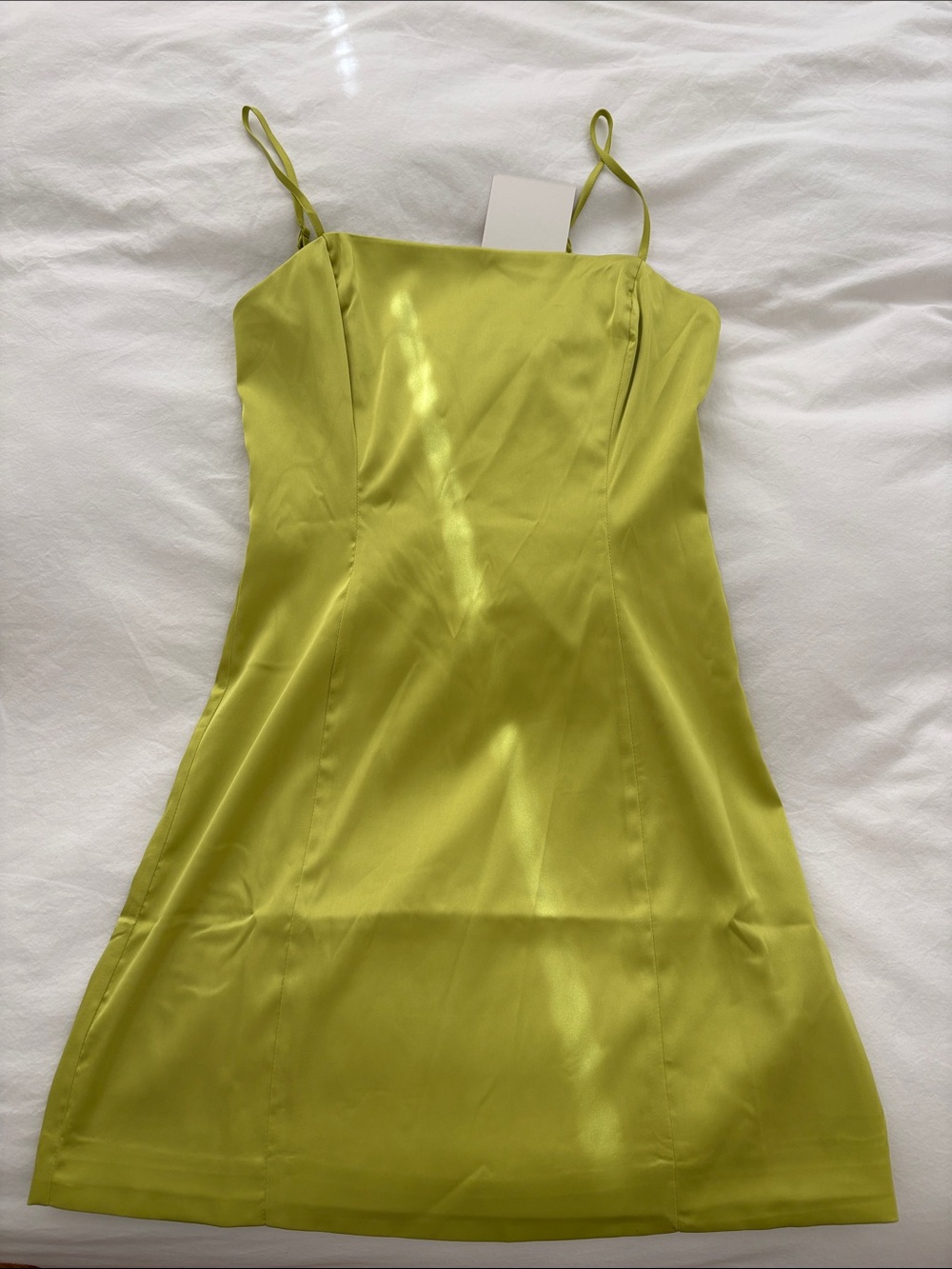 Sunday Best Lime Green Satin Mini Dress